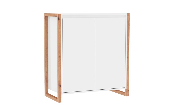 Kommode >Denver< in weiß / Dekor Artisan Oak - 80x88x40cm (BxHxT)