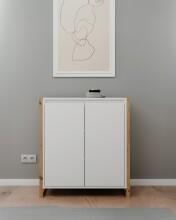 Kommode >Denver< in weiß / Dekor Artisan Oak - 80x88x40cm (BxHxT)