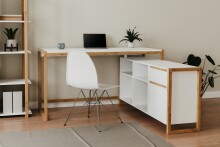 Eckschreibtisch >Denver< in weiß / Dekor Artisan Oak - 139x75x139cm (BxHxT)