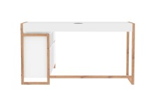 Eckschreibtisch >Denver< in weiß / Dekor Artisan Oak - 139x75x139cm (BxHxT)