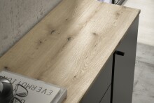 Sideboard >Kandoo< in Anthrazit / Evoke Oak Dekor - 135x89x38 (BxHxT)