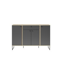Sideboard >Kandoo< in Anthrazit / Evoke Oak Dekor - 135x89x38 (BxHxT)