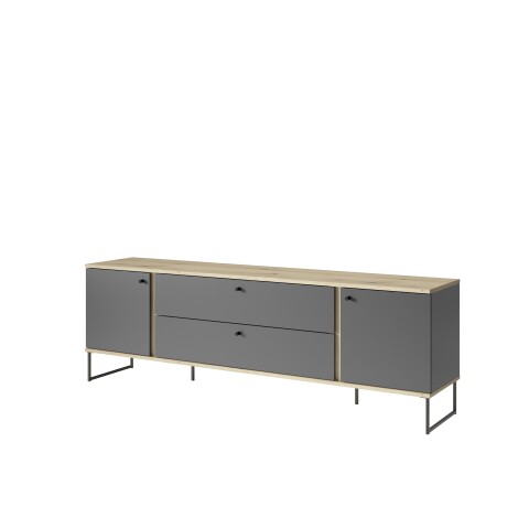 Lowboard >Kandoo< in Anthrazit / Evoke Oak Dekor - 180x59x38 (BxHxT)