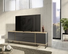Lowboard >Kandoo< in Anthrazit / Evoke Oak Dekor - 180x59x38 (BxHxT)