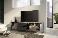 Lowboard >Kandoo< in Anthrazit / Evoke Oak Dekor - 225x59x38 (BxHxT)