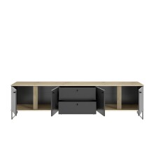 Lowboard >Kandoo< in Anthrazit / Evoke Oak Dekor - 225x59x38 (BxHxT)