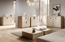 Kommode >Nelly< in Artisan Eiche Dekor / Cashmere - 74x86x50cm (BxHxT)