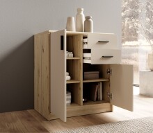 Kommode >Nelly< in Artisan Eiche Dekor / Cashmere - 74x86x50cm (BxHxT)
