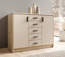 Kommode >Nelly< in Artisan Eiche Dekor / Cashmere - 109x86x50cm (BxHxT)