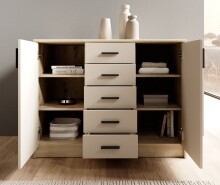 Kommode >Nelly< in Artisan Eiche Dekor / Cashmere - 109x86x50cm (BxHxT)
