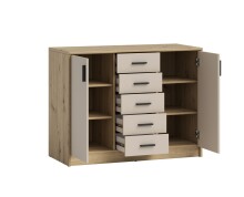 Kommode >Nelly< in Artisan Eiche Dekor / Cashmere - 109x86x50cm (BxHxT)