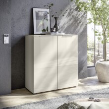 Kommode >Santorin< Glasfronten, in Kaschmir - 90x99x40cm (BxHxT)