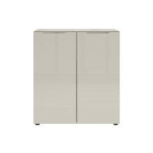 Kommode >Santorin< Glasfronten, in Kaschmir - 90x99x40cm (BxHxT)