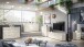 Sideboard >Santorin< Glasfronten, in Kaschmir - 135x99x40cm (BxHxT)