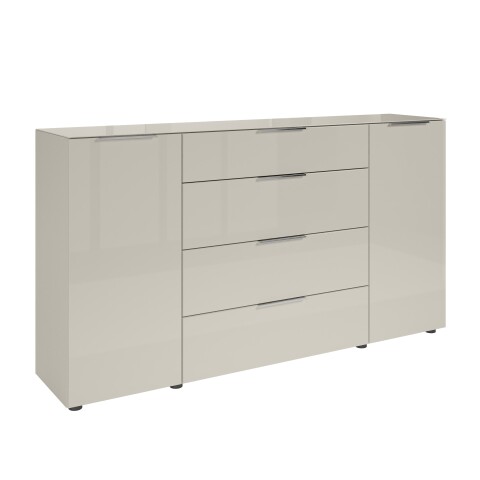 Sideboard >Santorin< Glasfronten / Kaschmir - 180x99x40cm (BxHxT)