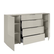 Sideboard >Santorin< Glasfronten / Kaschmir - 180x99x40cm (BxHxT)