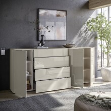 Sideboard >Santorin< Glasfronten in Kaschmir - 226x99x40cm (BxHxT)