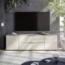 Lowboard >Santorin< Glasfronten, in Kaschmir - 180x55x40cm (BxHxT)