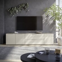 Lowboard >Santorin< Glasfronten in Kaschmir - 226x55x40cm (BxHxT)