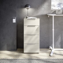 Hochkommode >Santorin< Glasfronten in Kaschmir - 45x99x40cm (BxHxT)