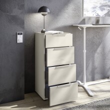 Hochkommode >Santorin< Glasfronten in Kaschmir - 45x99x40cm (BxHxT)