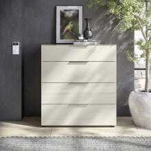 Schubkastenkommode >Santorin< Glasfronten in Kaschmir - 90x99x40cm (BxHxT)