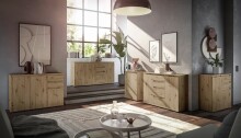 Kommode >Brest< 2 Türen, 2 Schübe, Artisan Dekor - 60x84x35cm (BxHxT)