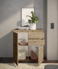 Kommode >Brest< 2 Türen, 2 Schübe, Artisan Dekor - 60x84x35cm (BxHxT)