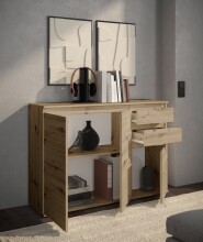 Sideboard >Brest< 3 Türen, 2 Schübe, in Artisan Dekor - 119x84x35cm (BxHxT)