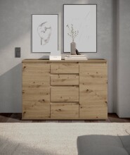 Sideboard >Brest< 2 Türen, 4 Schübe, in Artisan Dekor - 119x84x35cm (BxHxT)