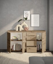 Sideboard >Brest< 3 Türen, 4 Schübe, Artisan Dekor - 160x84x35cm (BxHxT)