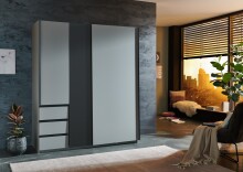 Schwebetürenschrank >Stade< in SAHARAGRAU /...