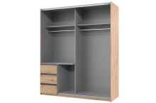 Schwebetürenschrank >Stade< GRAPHIT / ARTISAN EICHE Dekor - 168x198x63cm (BxHxT)