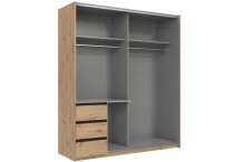 Schwebetürenschrank >Stade< GRAPHIT / ARTISAN EICHE Dekor - 168x198x63cm (BxHxT)