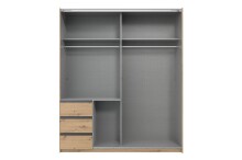 Schwebetürenschrank >Stade< GRAPHIT / ARTISAN EICHE Dekor - 168x198x63cm (BxHxT)