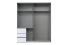 Schwebetürenschrank >Stade< in WEISS und Spiegel - 168x198x63cm (BxHxT)