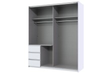 Schwebetürenschrank >Stade< in WEISS und Spiegel - 168x198x63cm (BxHxT)