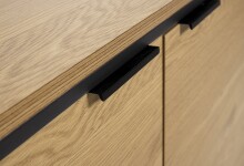 Kommode >CESURA< in Eiche, schwarz, Melamin, Metall - 104,5x80x45cm (BxHxT)