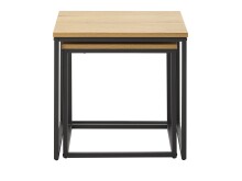 Satztisch >CESURA< (2er Set) Eiche-Dekor, schwarz - 40/45/40 cm und 60/50/60 cm (B/H/T)