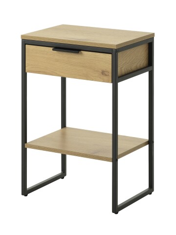 Beistelltisch >CESURA< in Eiche, schwarz, Melamin, Metall - 30x60x40cm (BxHxT)