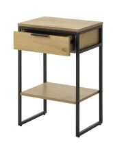 Beistelltisch >CESURA< in Eiche, schwarz, Melamin, Metall - 30x60x40cm (BxHxT)
