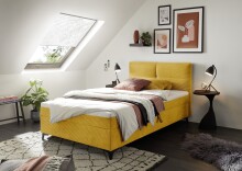 Boxbett >ANDON 1< Liegefläche 120x200cm, mustard - 121x102x210 (BxHxT)