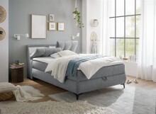 Boxbett >ATLANTIS 6< 140x200 cm Liegefläche, Bezug grey - 145x102x240cm (BxHxT)