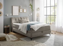 Boxbett >ATLANTIS 6< 140x200 cm Liegefläche, Bezug in sand - 145x102x240cm (BxHxT)