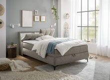 Boxbett >ATLANTIS 6< 140x200 cm Liegefläche, Bezug in sand - 145x102x240cm (BxHxT)