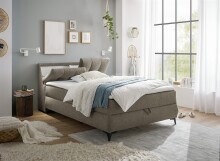 Boxbett >ATLANTIS 6< 140x200 cm Liegefläche, Bezug in espresso - 145x102x240cm (BxHxT)