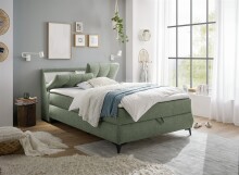 Boxbett >ATLANTIS 6< 140x200 cm Liegefläche, Bezug in olive - 145x102x240cm (BxHxT)