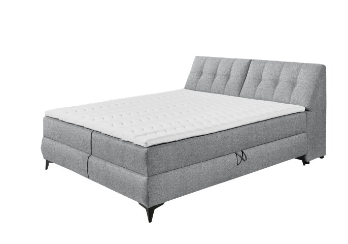 Boxbett >ATLANTIS 6< Liegefläche 180x200 cm, Bezug in grey - 185x102x240cm (BxHxT)