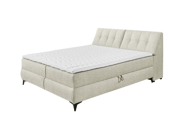 Boxbett >ATLANTIS 6< Liegefläche 180x200 cm, Bezug in Ivory - 185x102x240cm (BxHxT)