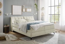 Boxbett >ATLANTIS 6< Liegefläche 180x200 cm, Bezug in Ivory - 185x102x240cm (BxHxT)